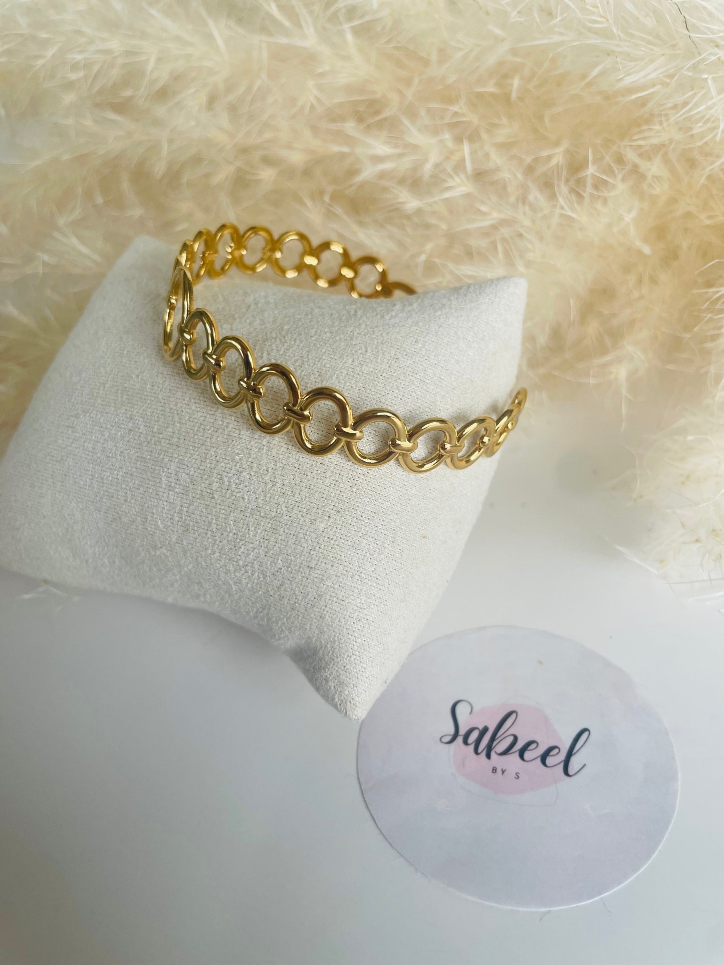 Bracelet Jonc Afaf | Anneaux Dorés Ajustable