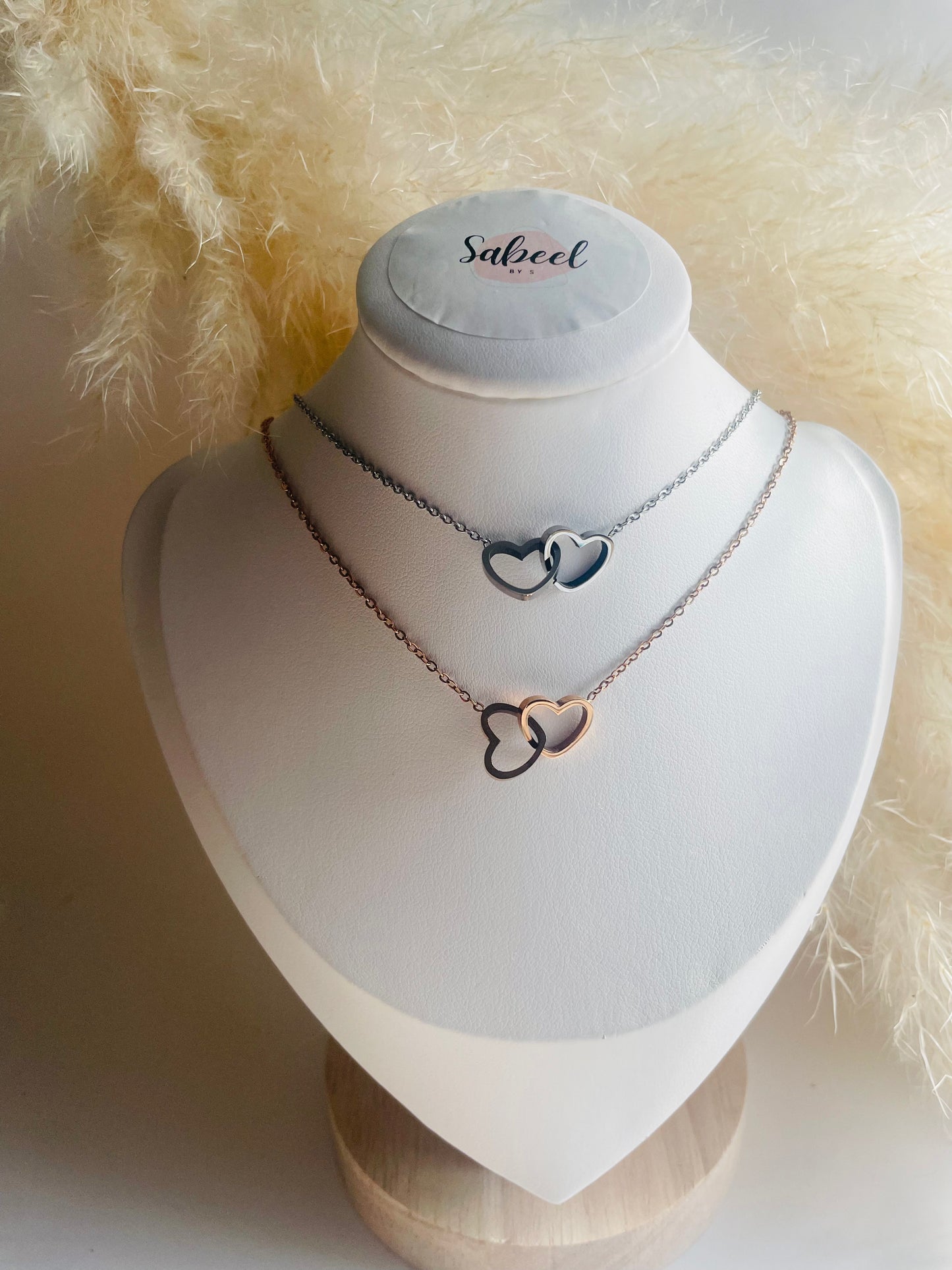 Collier double coeur