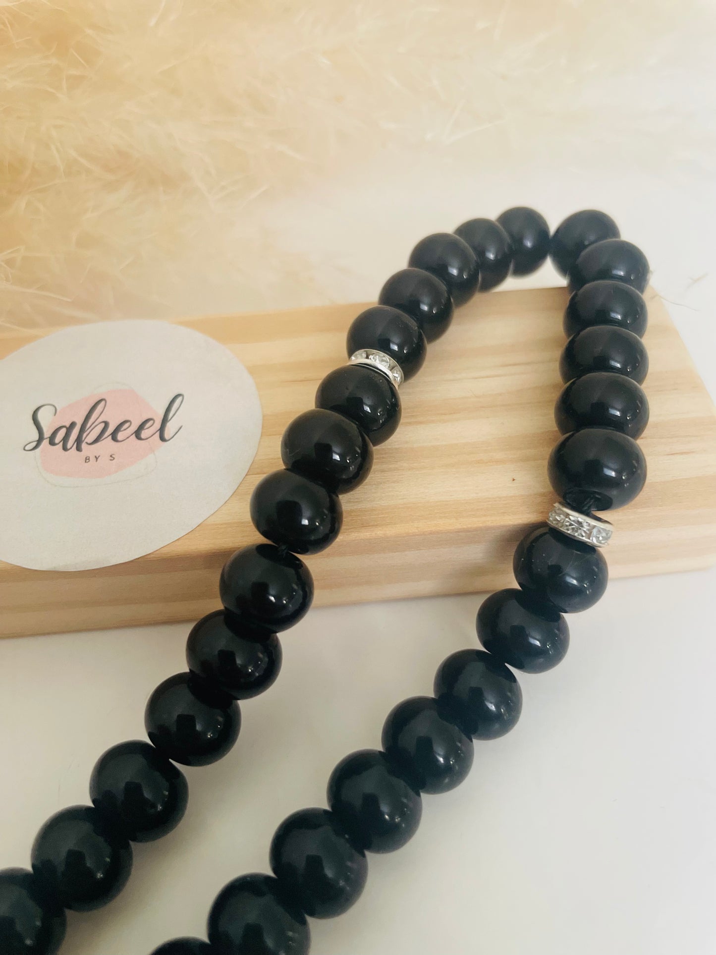 Tasbih Noir et zircon