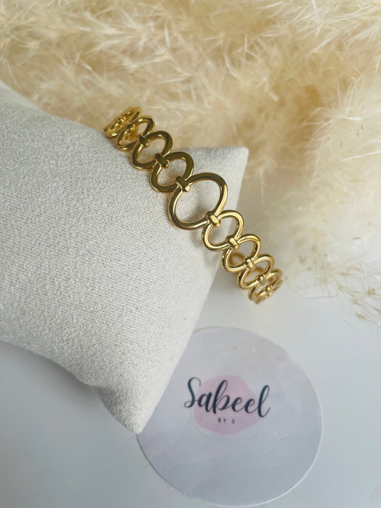 Bracelet Jonc Afaf | Anneaux Dorés Ajustable