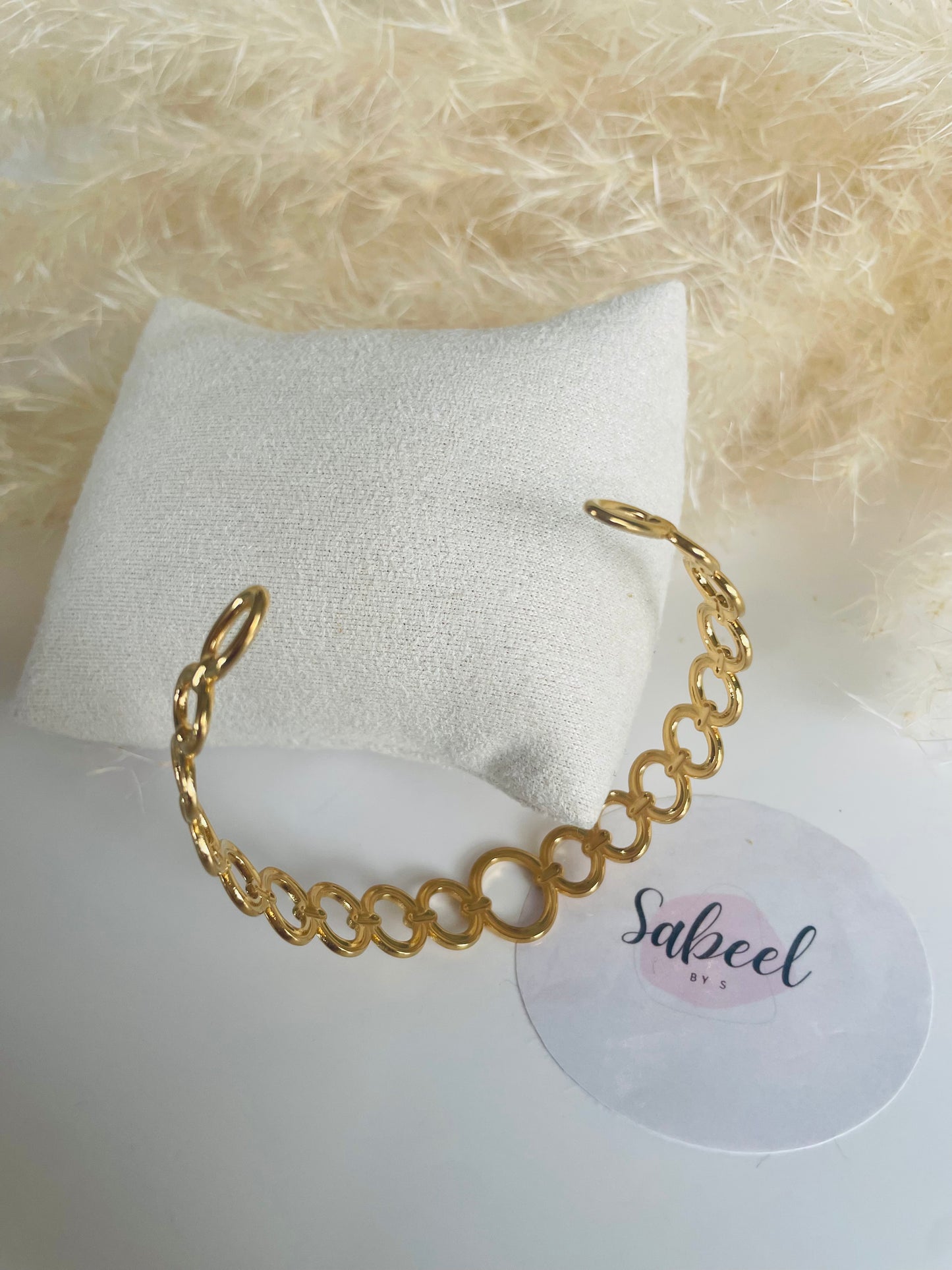 Bracelet Jonc Afaf | Anneaux Dorés Ajustable