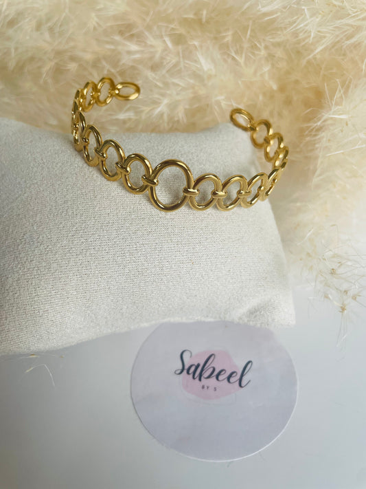 Bracelet Jonc Afaf | Anneaux Dorés Ajustable