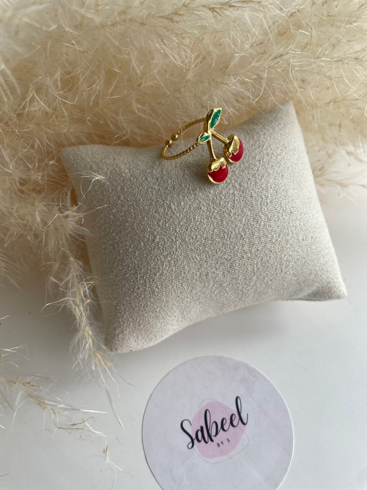 Bague Breloque Cerise Dorée