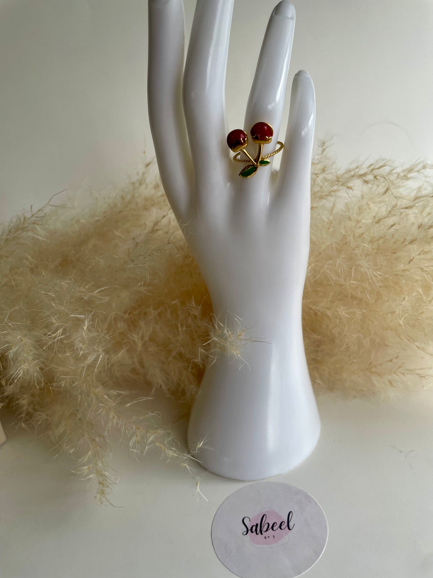 Bague Breloque Cerise Dorée