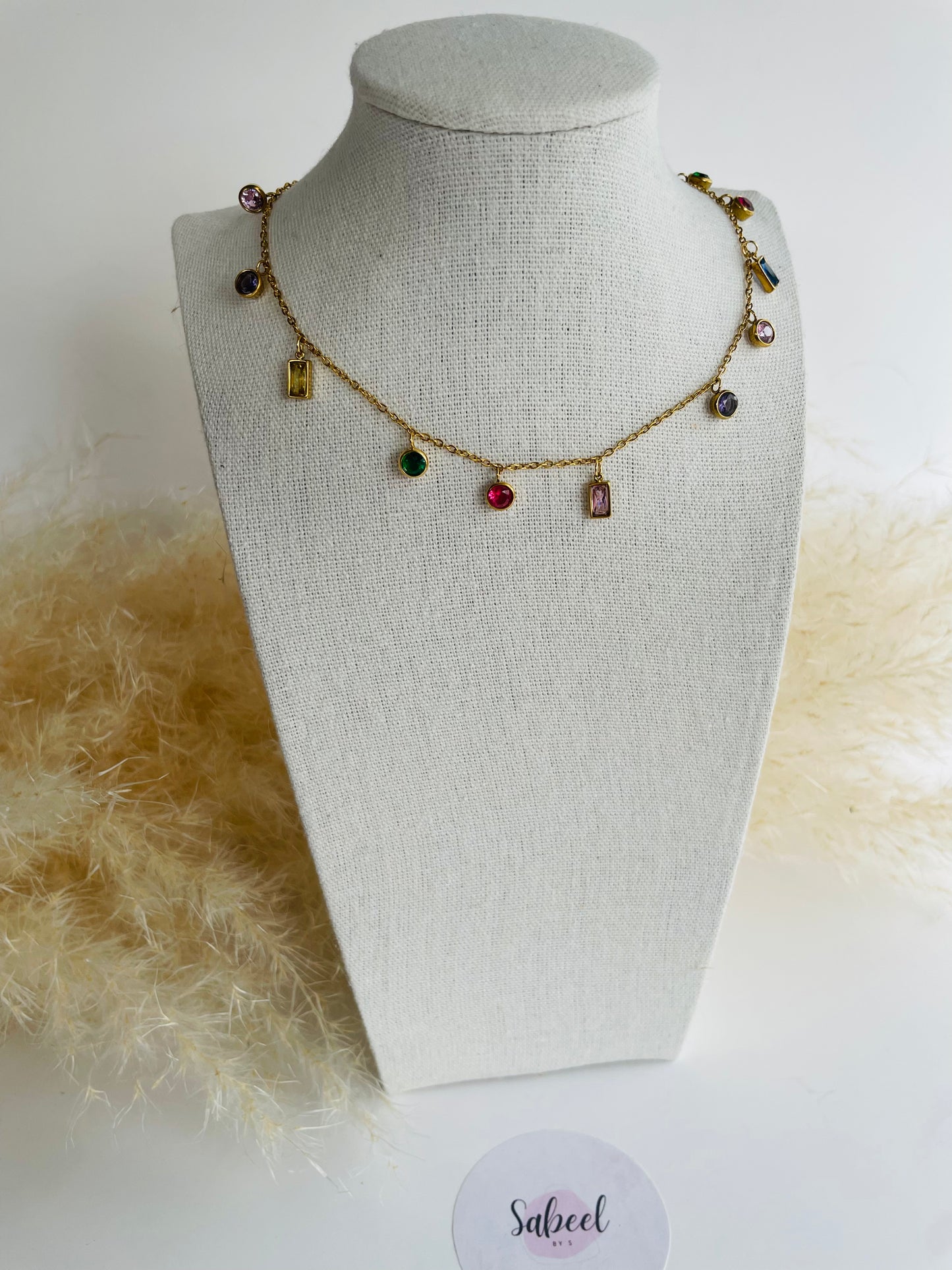 Collier cristaux colorés
