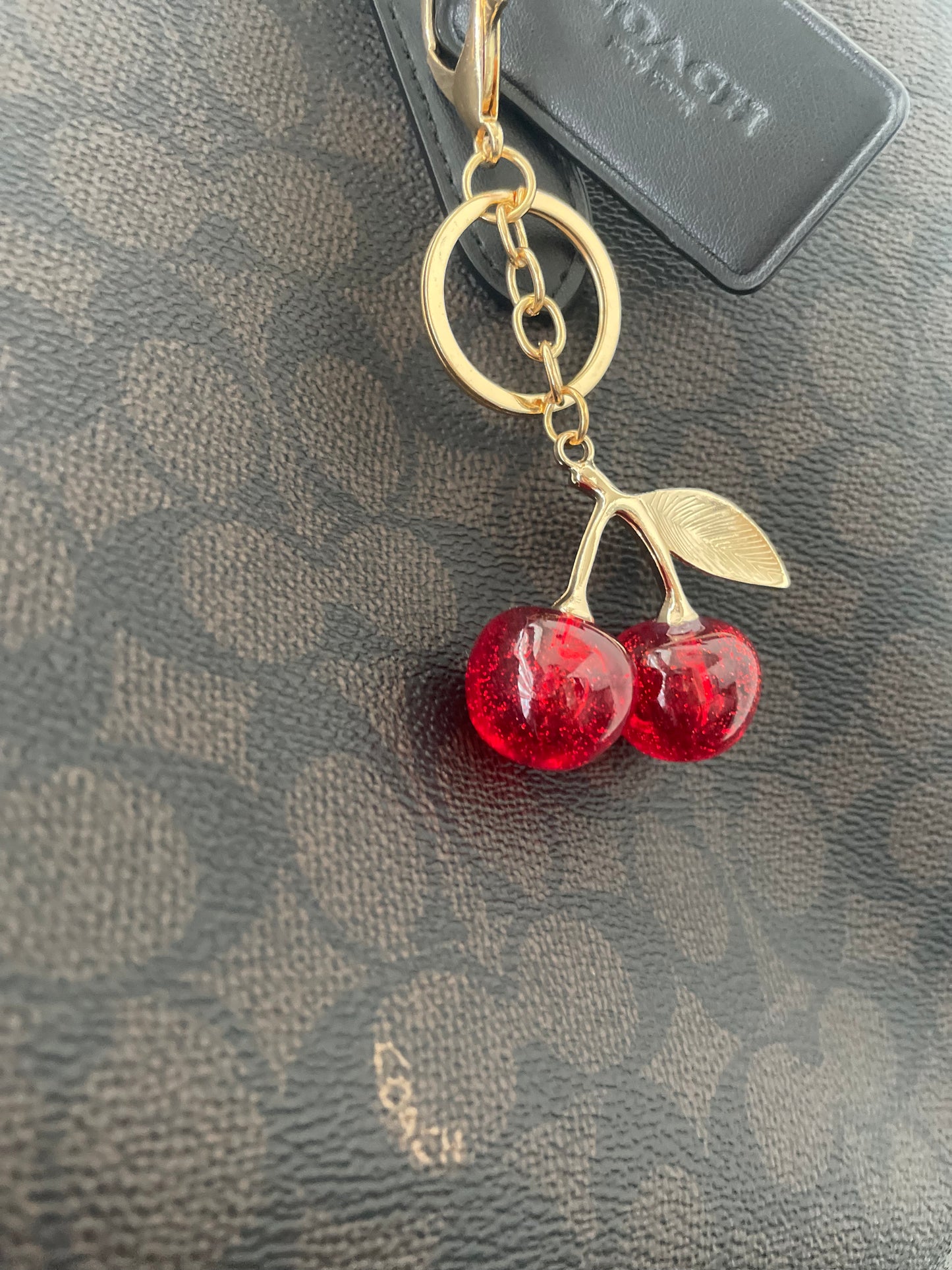 Breloque de Sac Cerise Dorée