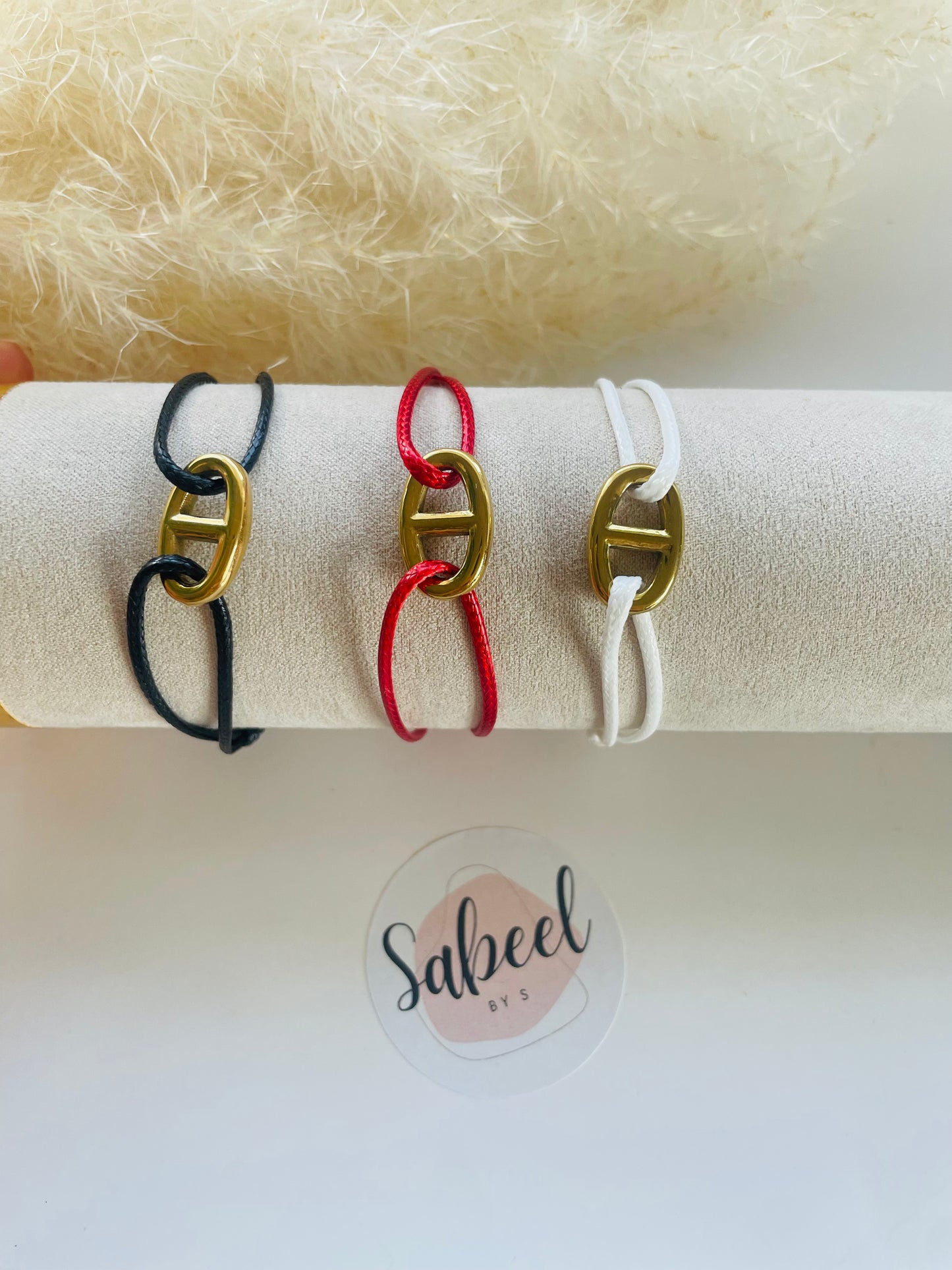 Bracelet Corde Maille Marine Dorée