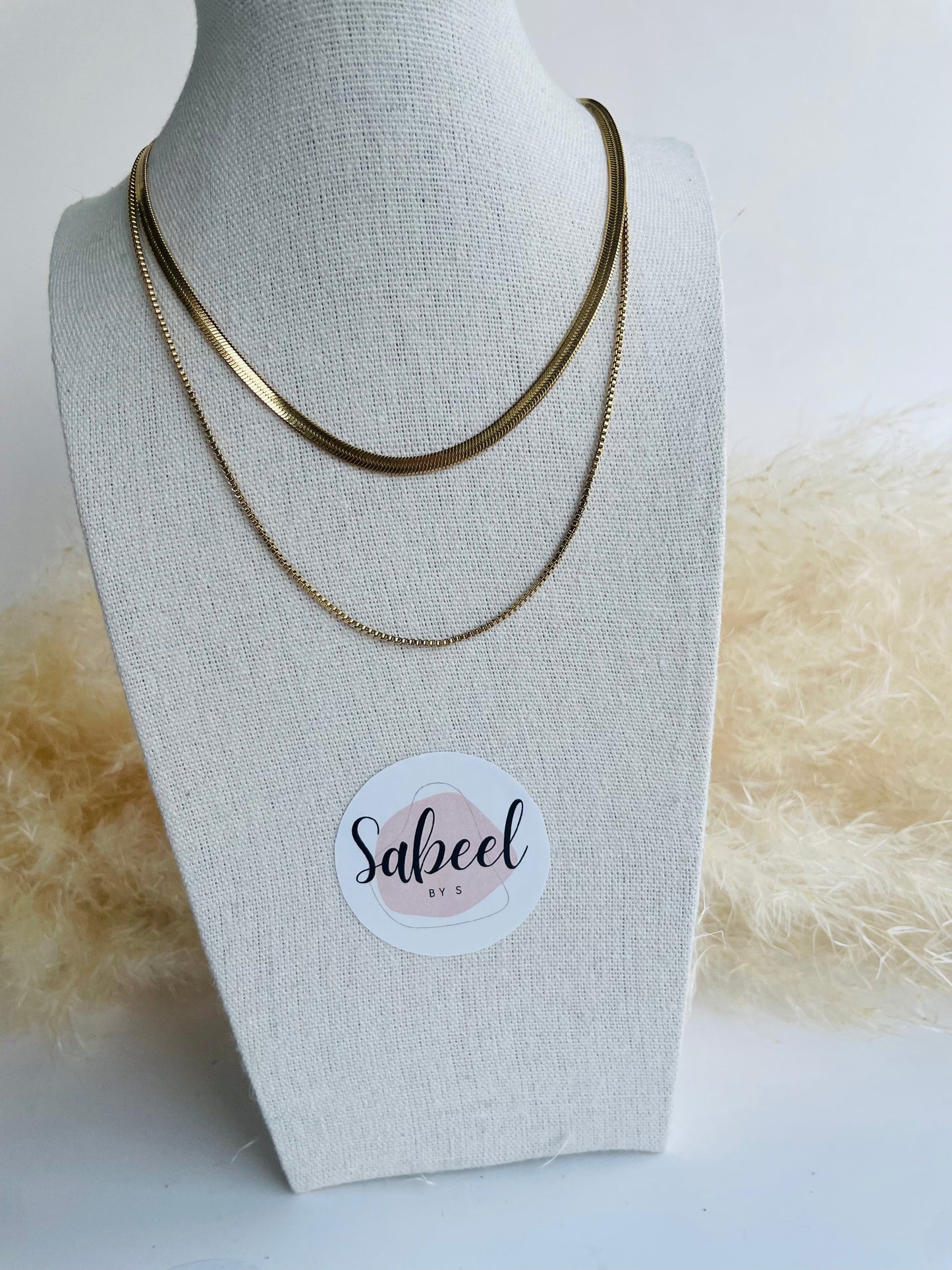 Collier Double Rang Doré — Snake & Chaîne Fine