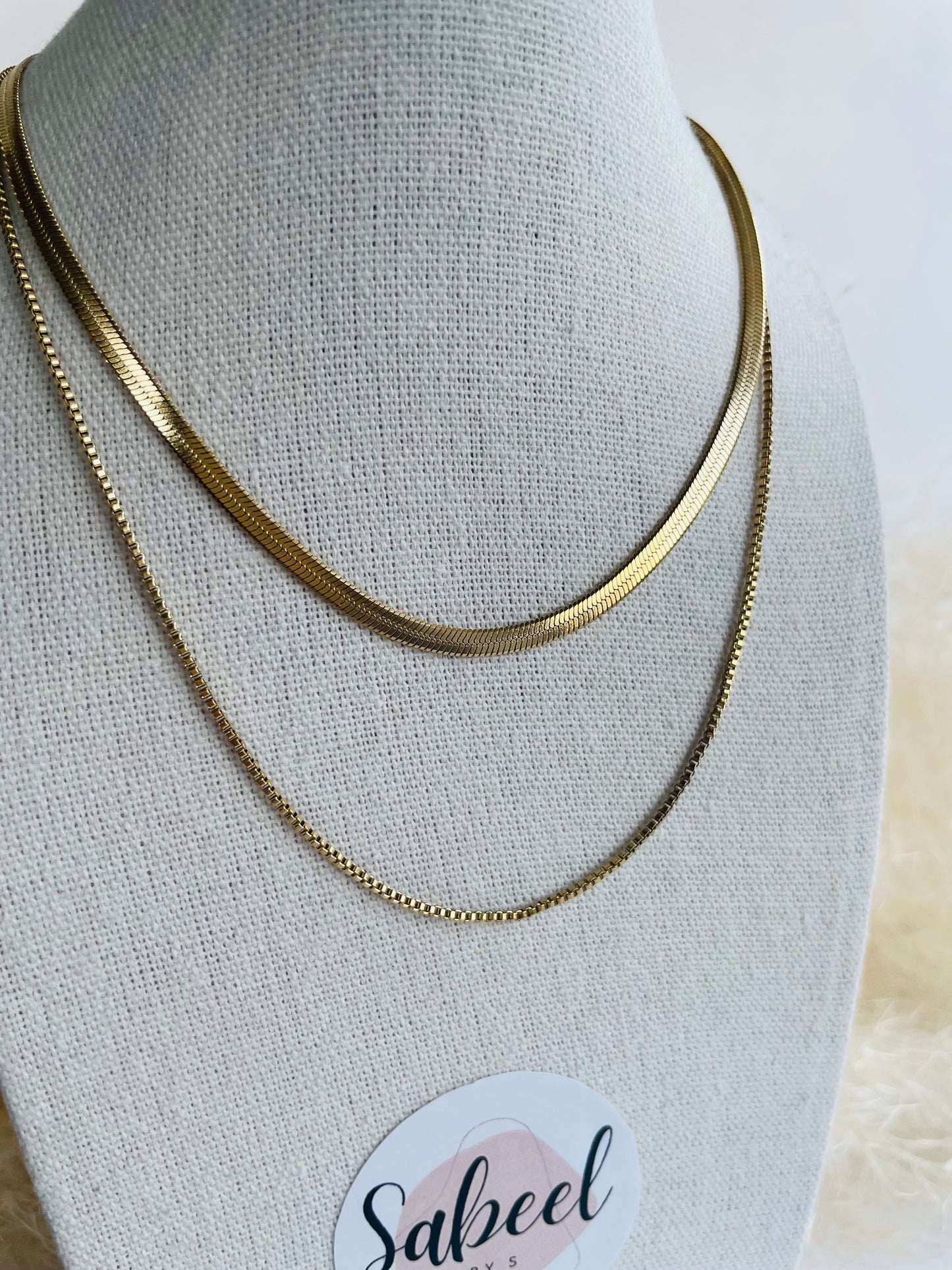 Collier Double Rang Doré — Snake & Chaîne Fine