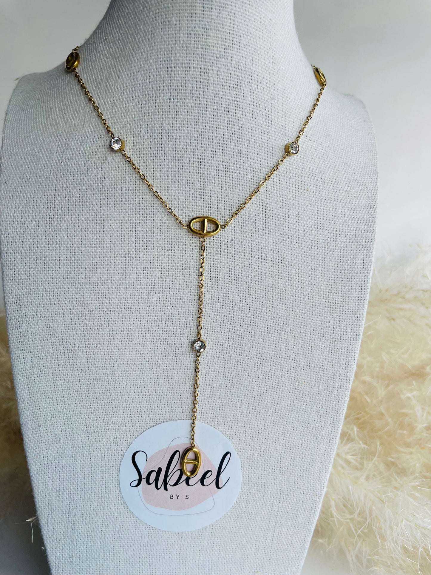 Collier Y Maille Marine Doré