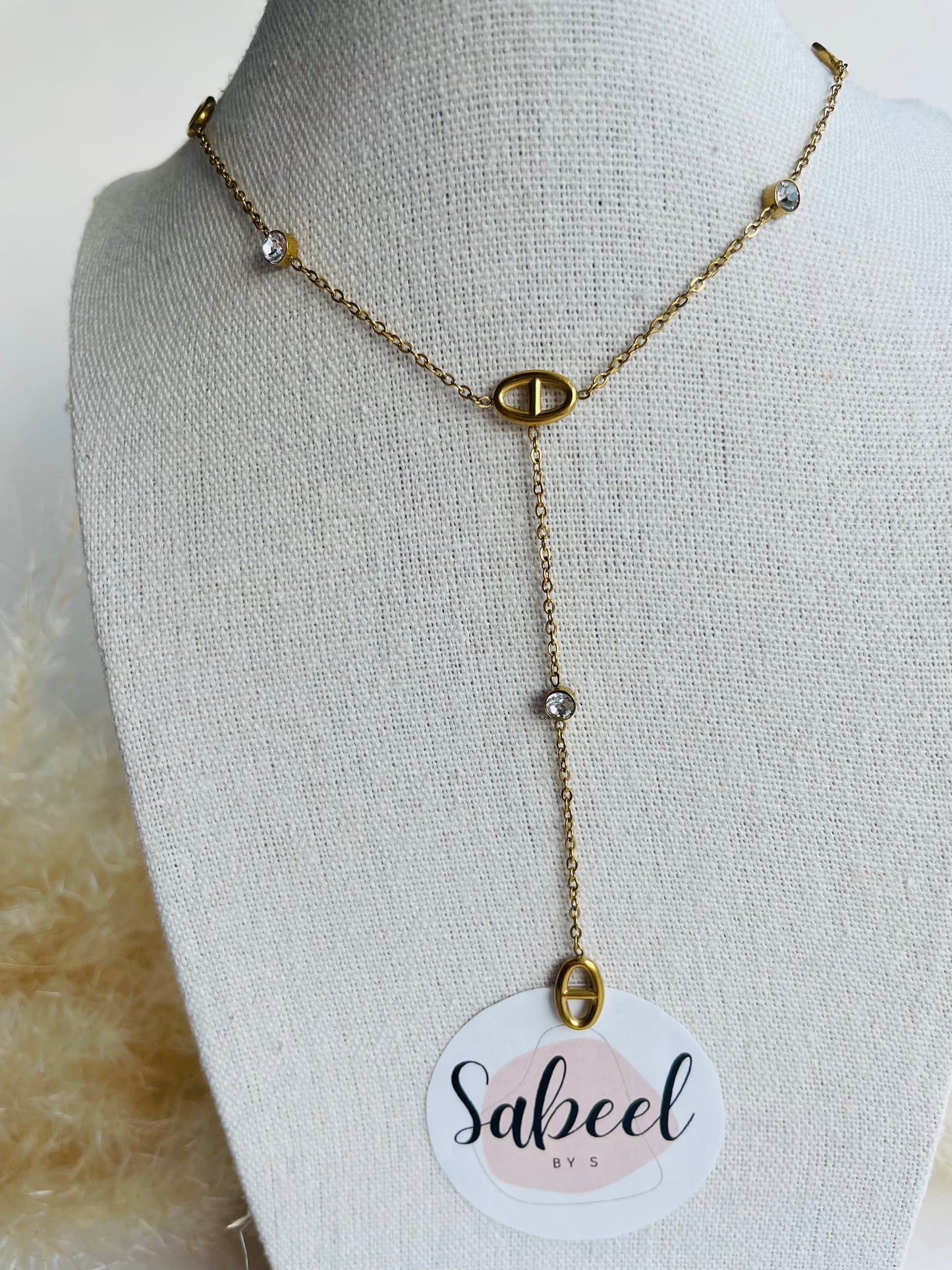 Collier Y Maille Marine Doré