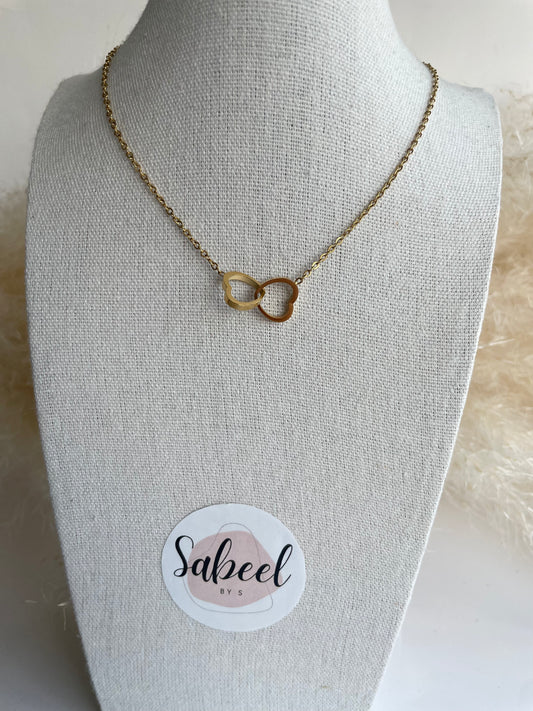 Collier double coeur