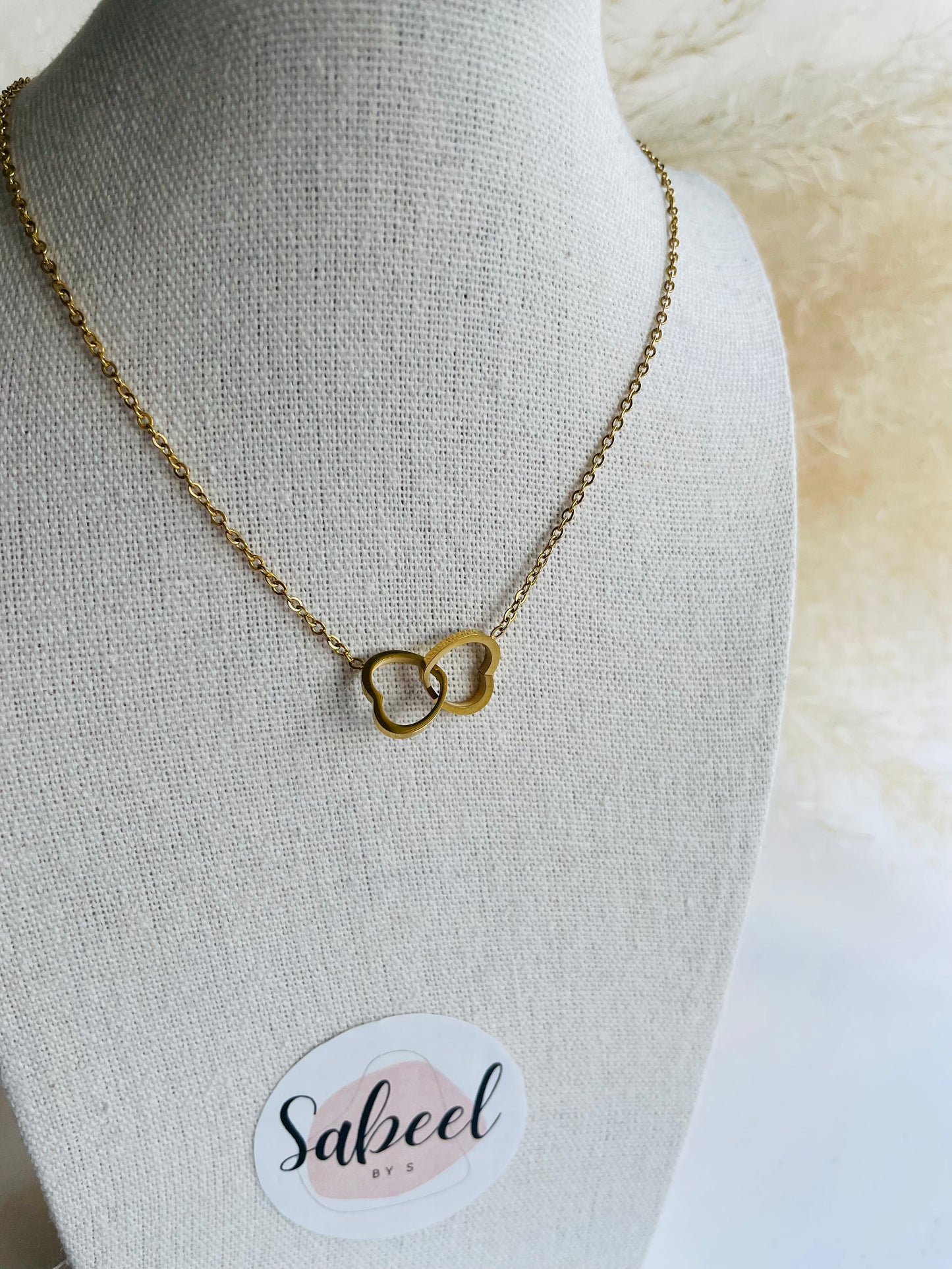 Collier double coeur