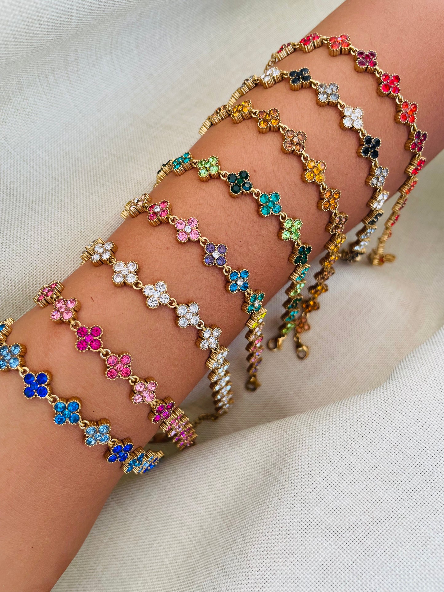 Bracelet Trèfle Strass — Bleu
