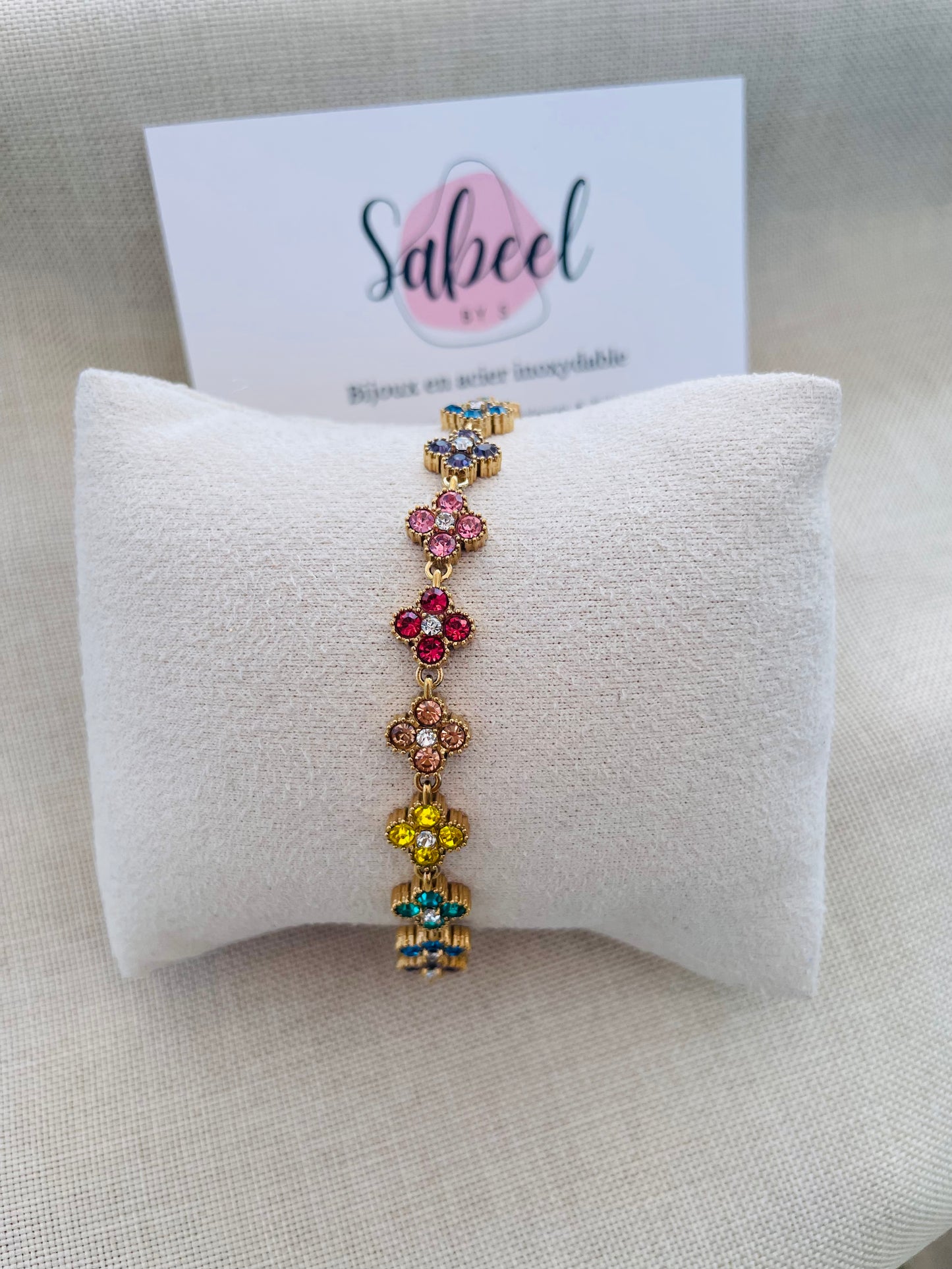 Bracelet Trèfle Strass — multicolor