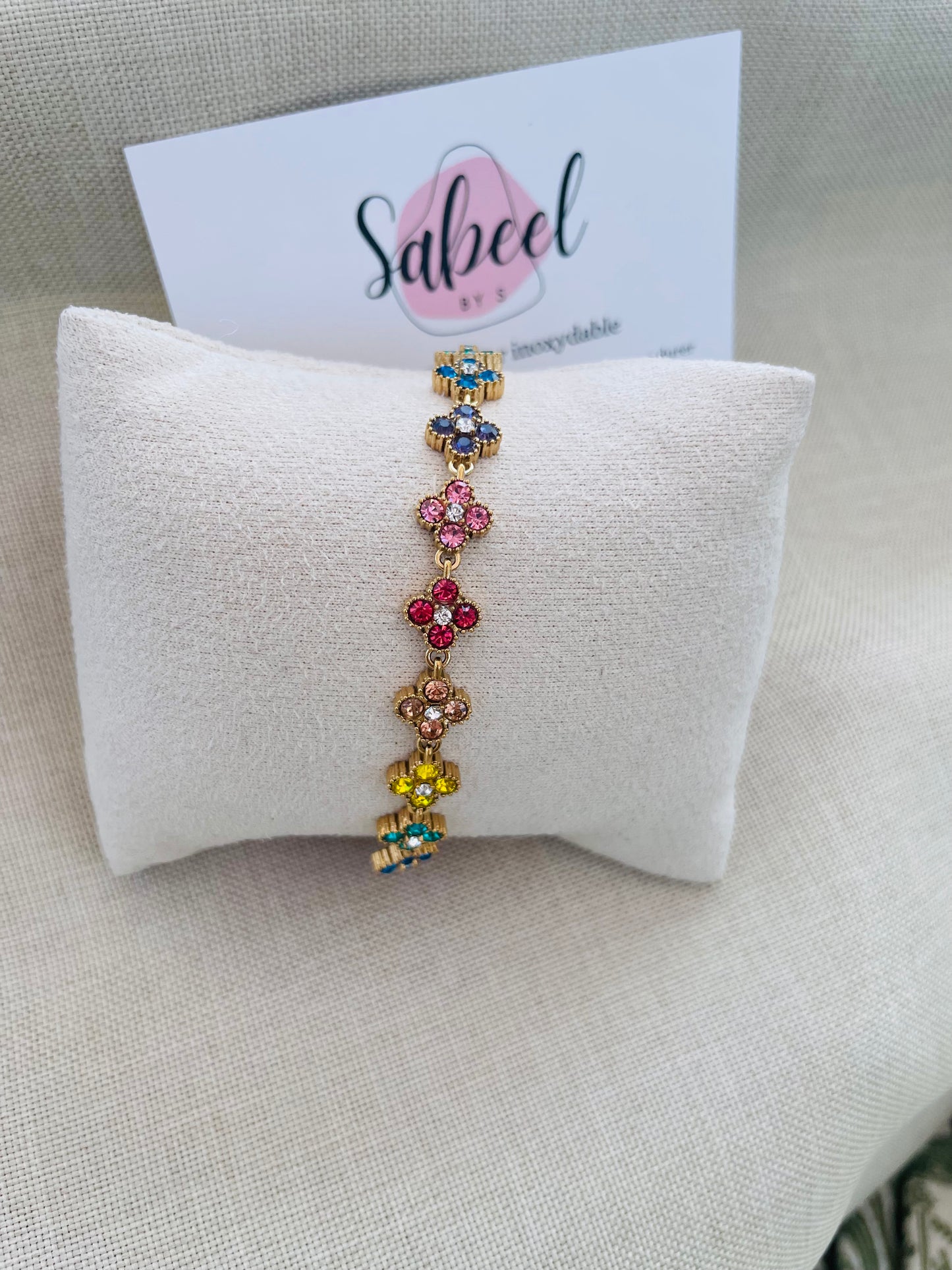 Bracelet Trèfle Strass — multicolor