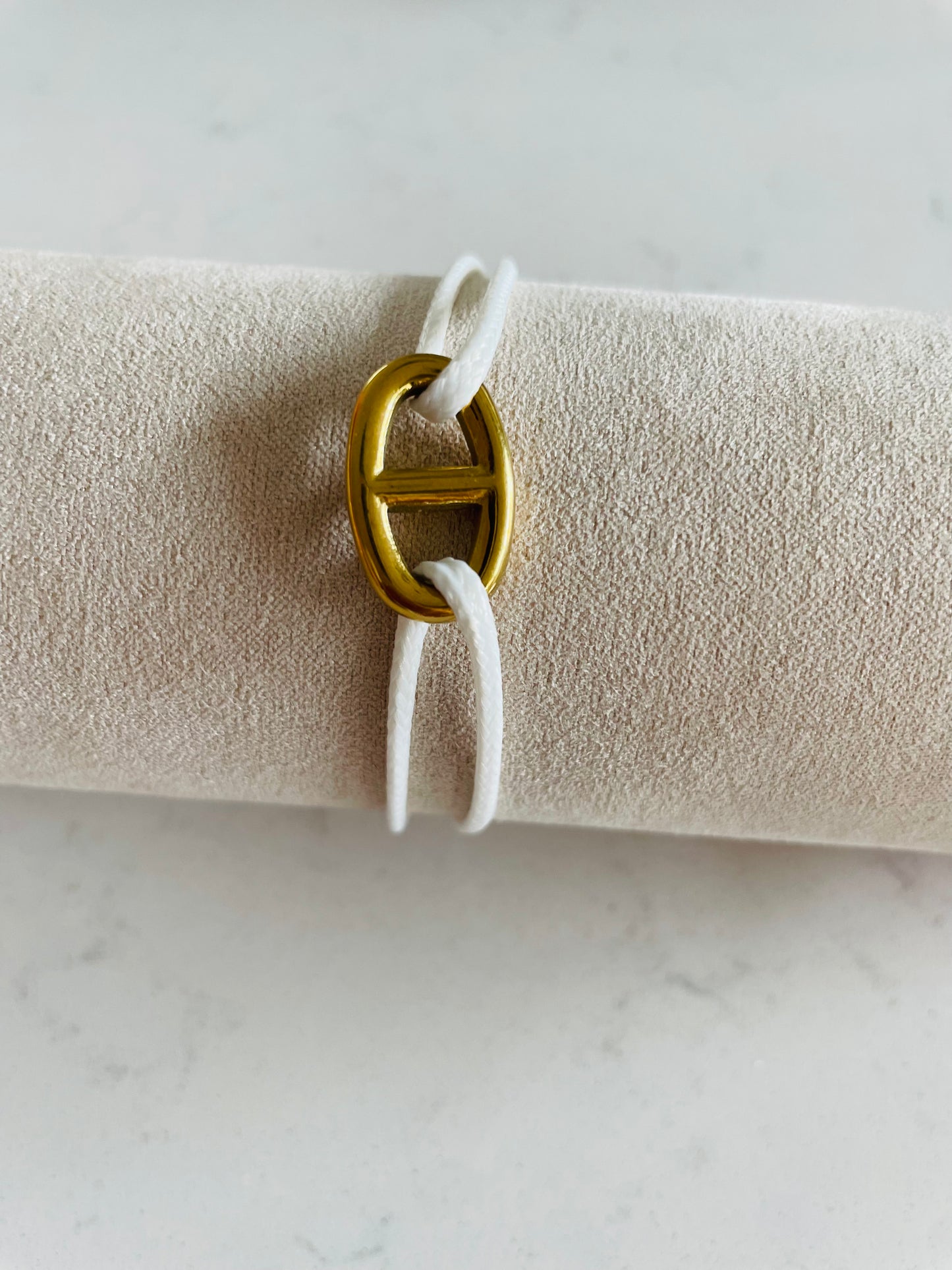 Bracelet Corde Maille Marine Dorée