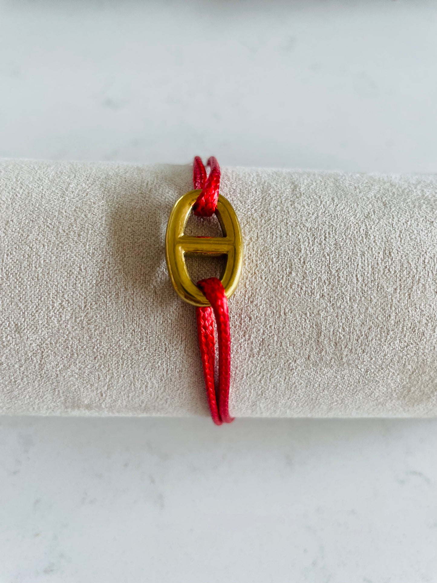 Bracelet Corde Maille Marine Dorée