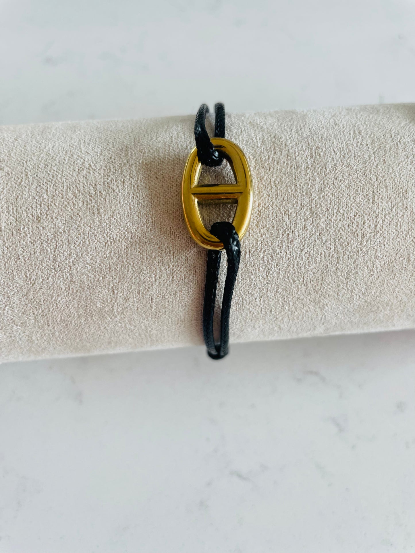Bracelet Corde Maille Marine Dorée